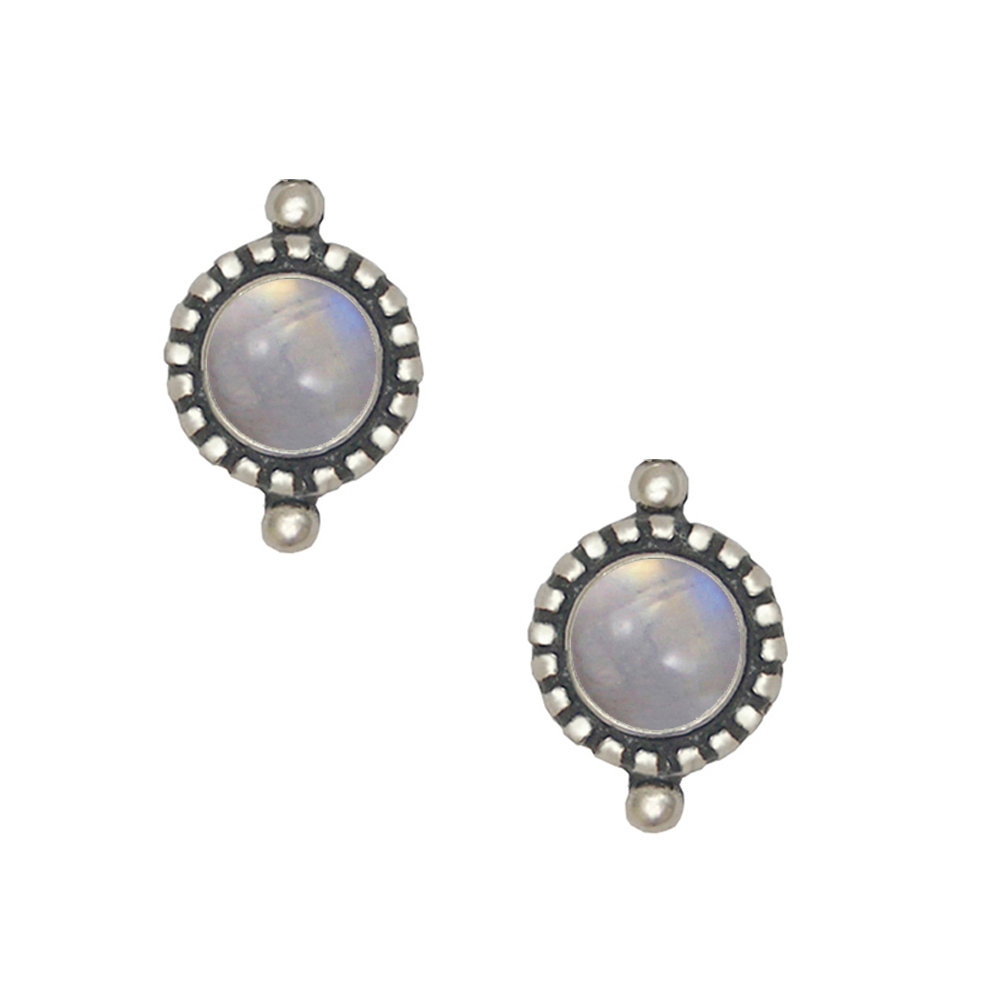 Sterling Silver Petite Rainbow Moonstone Post Stud Earrings